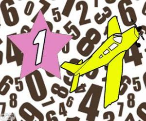 Puzzle Αριθμό 1 σε ένα αστέρι με ένα αεροπλάνο